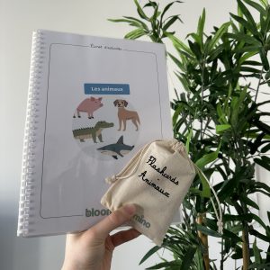 Kit éducatif "Les Animaux" avec 30 flashcards, un livret à scratch et un guide parental pour enfants de 3 à 6 ans.